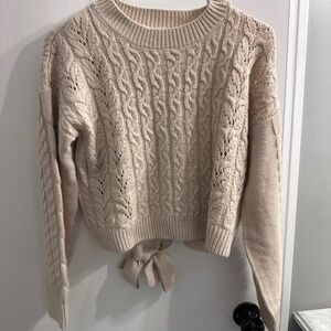 Pink Rose Tan Crop Sweater